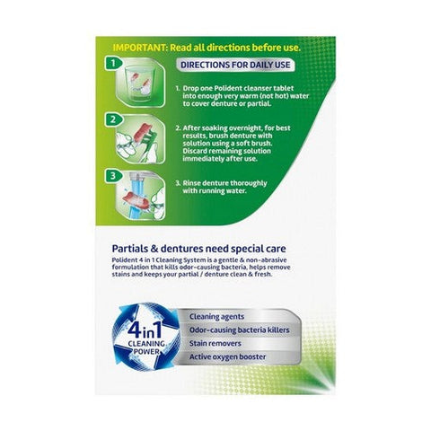 Polident, Overnight Whitening Antibacterial Denture Cleanser, 84 tabs Polident