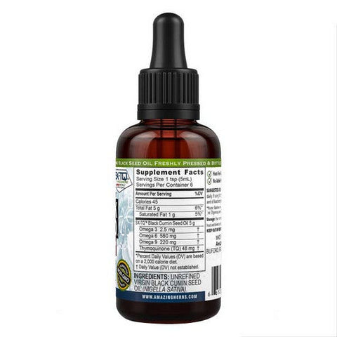 Amazing Herbs, Black Seed, 100% Pure Cold-Pressed Black Cumin Seed Oil, 1 Oz Amazing Herbs