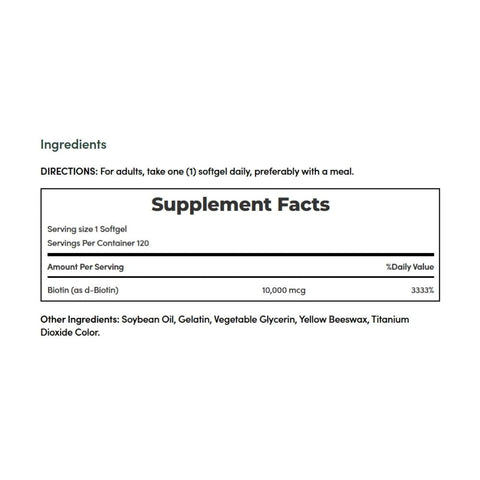 Nature's Bounty, Biotin, 10,000 Mcg, 120 Softgels Nature's Bounty