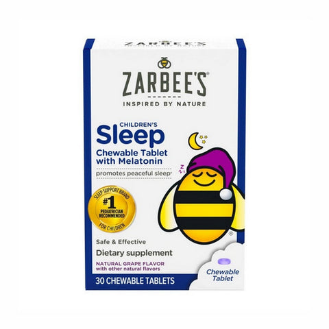 Zarbees, Naturals Children'S Sleep With Melatonin Chewable Tablets Natural Grape, 30 Count Zarbees
