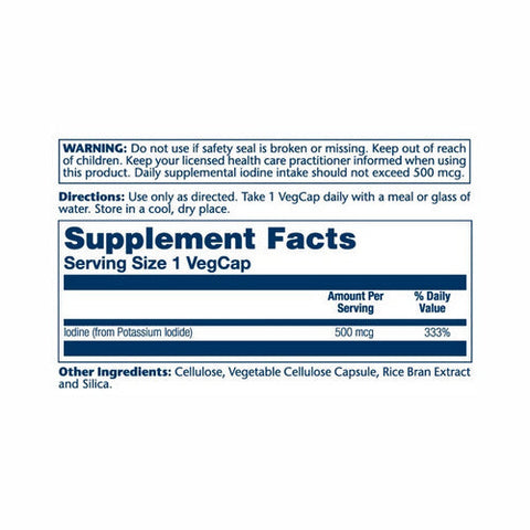 Solaray, Iodine, 500 mcg, 30 Caps Solaray