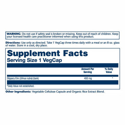 Solaray, Slippery Elm, 400 mg, 100 Caps Solaray