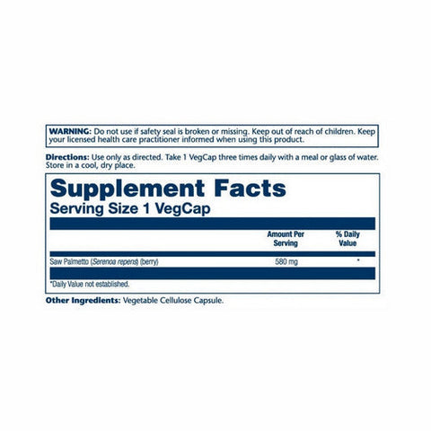 Solaray, True Herbs Saw Palmetto, 580 Mg, 100 Veg Caps Solaray