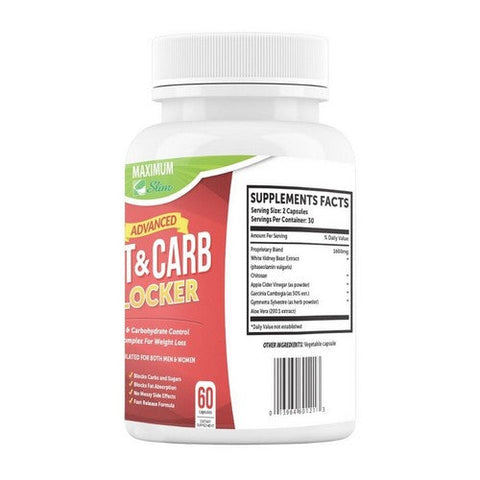 Maximum Slim, Fat and Carb Blocker, 60 Caps Maximum Slim