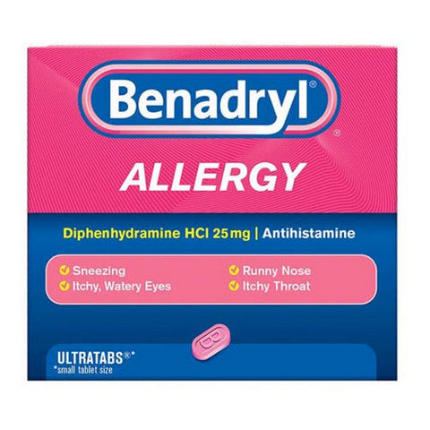 Benadryl, Allergy Diphenhydramine Hcl Antihistamine Ultratabs, 25 Mg, 24 Tabs Benadryl