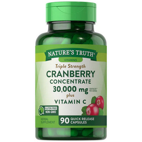 Nature's Truth, Triple Strength Cranberry Concentrate Plus Vitamin C, 30000 Mg, 90 Caps Nature's Truth
