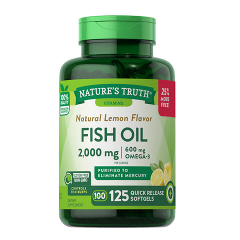 Fish Oil Quick Release Softgels Natural Lemon Flavor 125 Caps by Nature's Truth