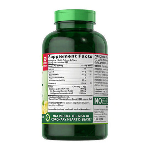 Nature's Truth, Fish Oil Quick Release Softgels Natural Lemon Flavor, 2400 Mg, 250 Caps Nature's Truth