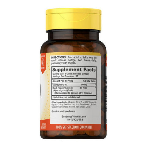 Sundance, Absorbable CoQ10 Capsules, 50 mg, 30 Caps Sundance