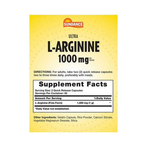Sundance, L-Arginine Quick Release Capsules, 1000 mg, 60 Tabs Sundance