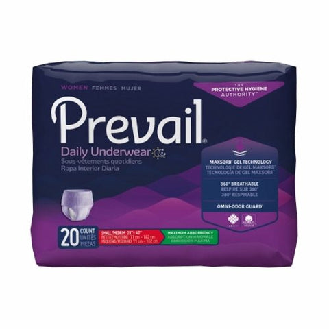 Female Adult Absorbent Underwear Prevail  For Women Daily Underwear Pull On with Tear Away Seams Sma Lavender Case of 80 by First Quality