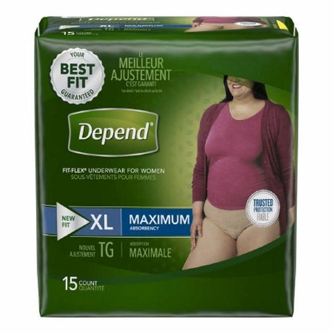 Kimberly Clark, Female Adult Absorbent Underwear Depend  FIT-FLEX  Pull On with Tear Away Seams X-Large Disposable H, Case Of 2 Kimberly Clark