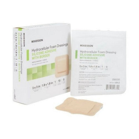 McKesson, Foam Dressing 3 X 3 Inch With Border Film Backing Silicone Gel 4842, Count of 1 McKesson