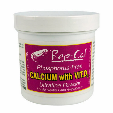 Rep-Cal, Phosphorus Free Calcium with Vitamin D3 - Ultrafine Powder, 3.3 oz Rep-Cal
