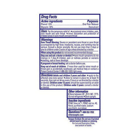 Chloraseptic, Phenol Oral Pain Reliever Sore Throat Spray Wild Berries Max, 4 Oz Chloraseptic