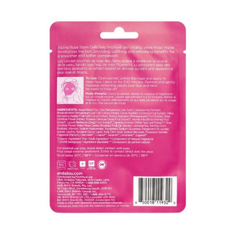 Andalou Naturals, 1000 Roses Instant Soothe & Smooth Sheet Mask, 0.6 Oz Andalou Naturals