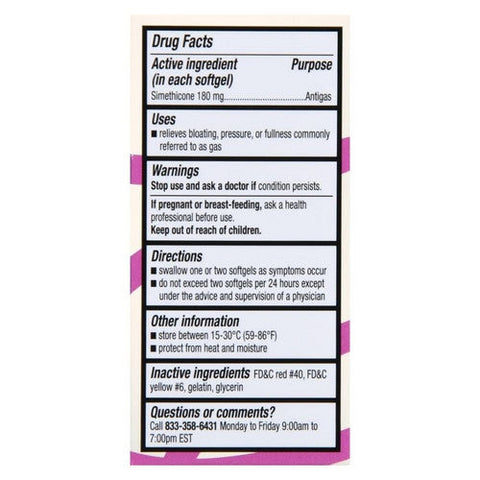 Foster And Thrive, Ultra Strength Gas Relief Simethicone Softgels, 180 Mg, 60 Caps Foster And Thrive