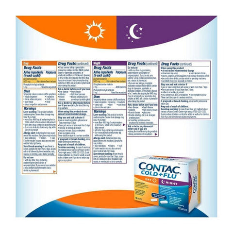 Contac, Cold Plus Flu Day And Night, 28 Caplets Contac