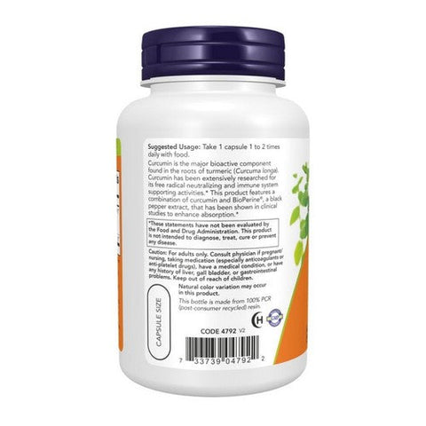 Now Foods, Turmeric Curcumin + Bioperine, 90 VegCaps Now Foods