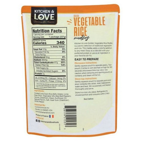 Kitchen And Love, Golden Vegetable Rice Medley, 8 Oz (Case Of 6) Kitchen And Love