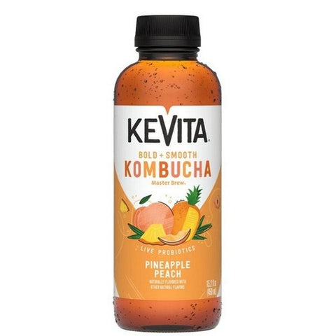 Kevita, Organic Master Brew Pineapple Peach Kombucha, 15.2 Oz(Case Of 6) Kevita