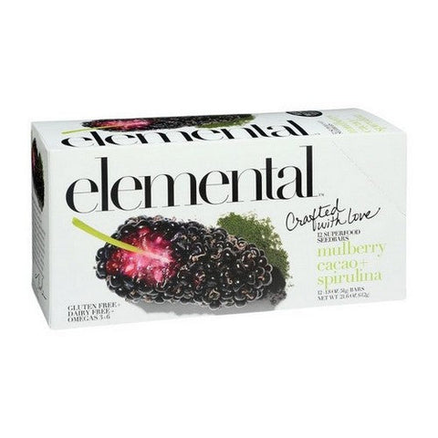 Elemental, Mulberry Cacao And Spirulina Seed Bar, 1.8 Oz (Case Of 12) Elemental