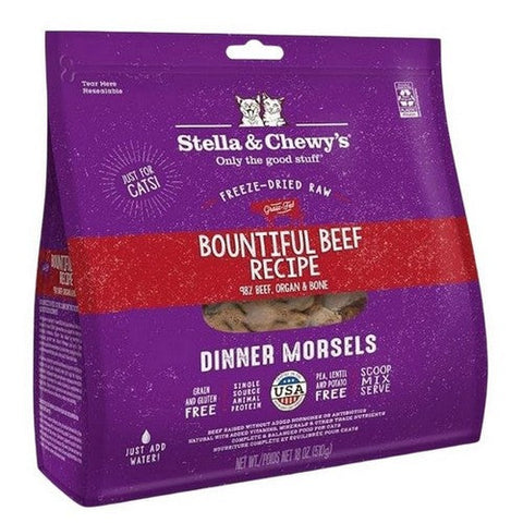 Stella & Chewy's, Freeze-Dried Raw Cat Dinner Morsels Protein Rich Cat & Kitten Food Bountiful Beef, 18 Oz