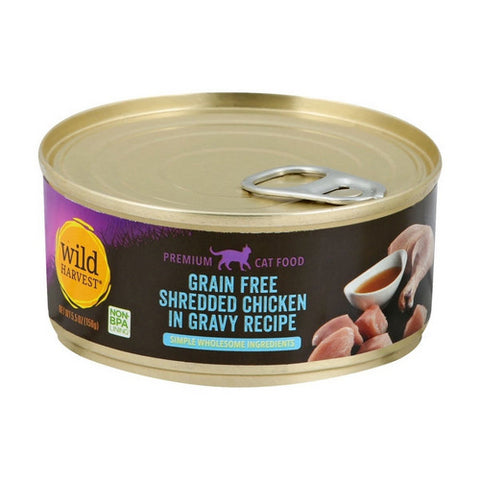 Cat Food Grain Free Shredded Chicken In Gravy Recipe 5.5 Oz (Case Of 24) by Wild Harvest