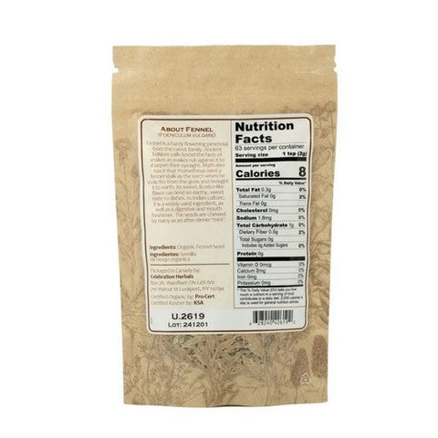 Celebration Herbals, Organic Fennel Seed Whole, 16 Oz Celebration Herbals