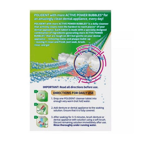Polident, Polident 3 Minute Antibacterial Dental Appliance Cleanser, 90 Tabs Polident