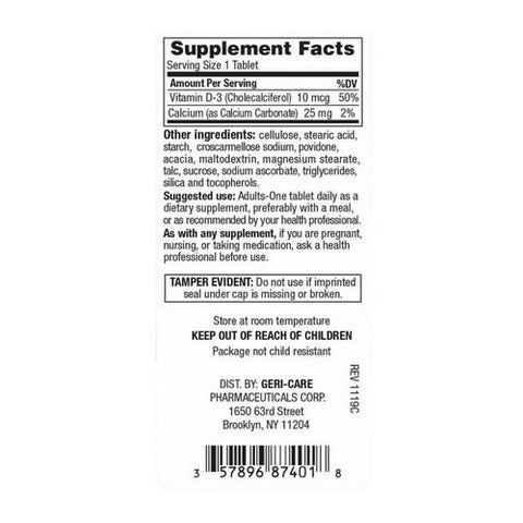 Gericare, Vitamin D-3, 100 Caps