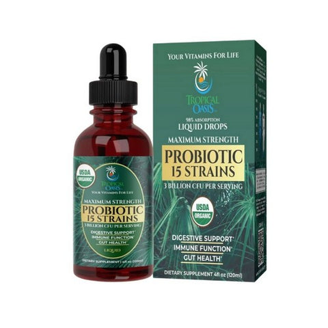 Organic Probiotic Men Women And Kids Liquid 4 Oz by Tropical Oasis