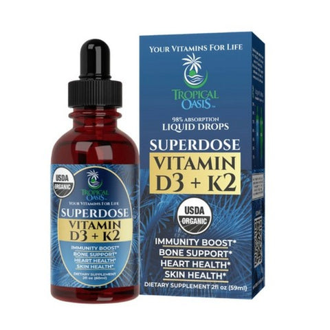 Organic Vitamin D3 And K2 For Adults 2 Oz by Tropical Oasis
