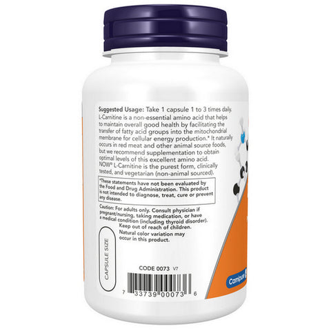 Now Foods, L-Carnitine, 500 Mg, 180 Veg Caps Now Foods