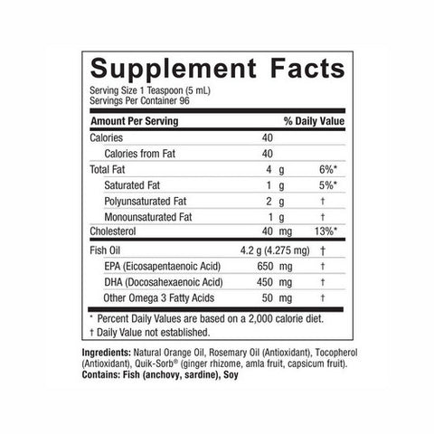 Nature's Answer, Liquid Omega-3 Deep Sea Fish Oil EPA DHA Orange, 16 Oz Nature's Answer