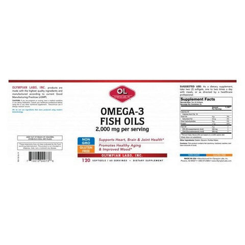 Olympian Labs, Omega 3 Fish Oils, 2000 Mg, 120 Softgels Olympian Labs