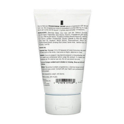 Source Naturals, Progesterone Cream, 4 oz Tube