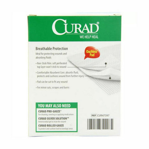 Curad, Non-Stick Pads With Adhesive Tabs 3 X 4 Inches, 10 Count